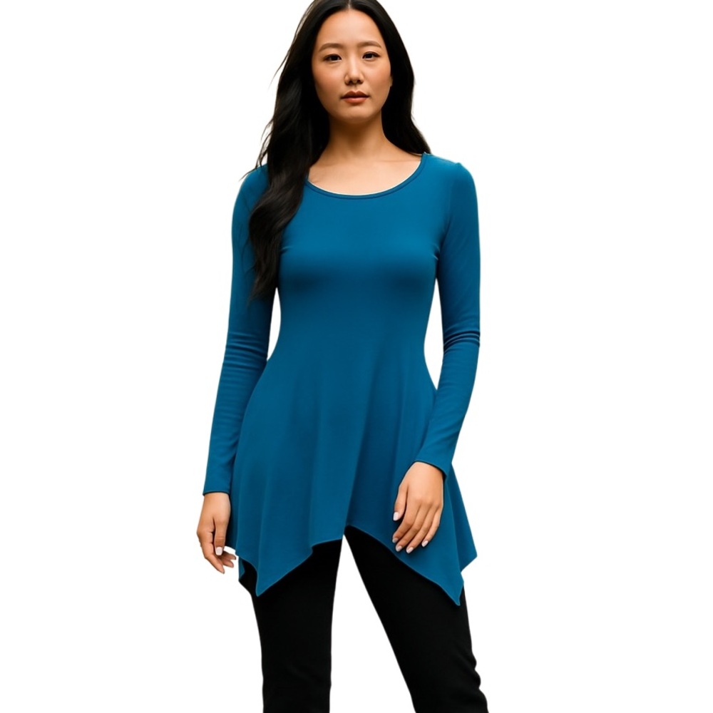Petit Pois By Viviana G Long Sleeve Mini Dress/Tunic in Blue Size Medium